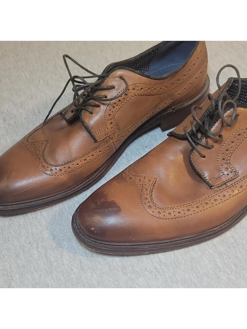 Aston Grey Lovorwen Brown Leather Wingtip Brogue Lace-Up Oxford Dress Shoes 10